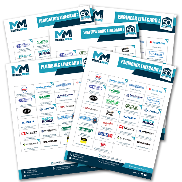 group of single page line cards showing multiple manufacturer logos