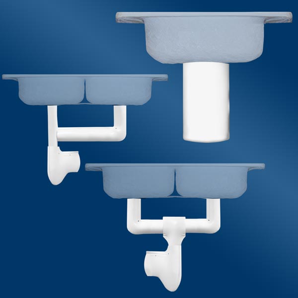 residential sink diagrams with pipes covered in ADA coverings